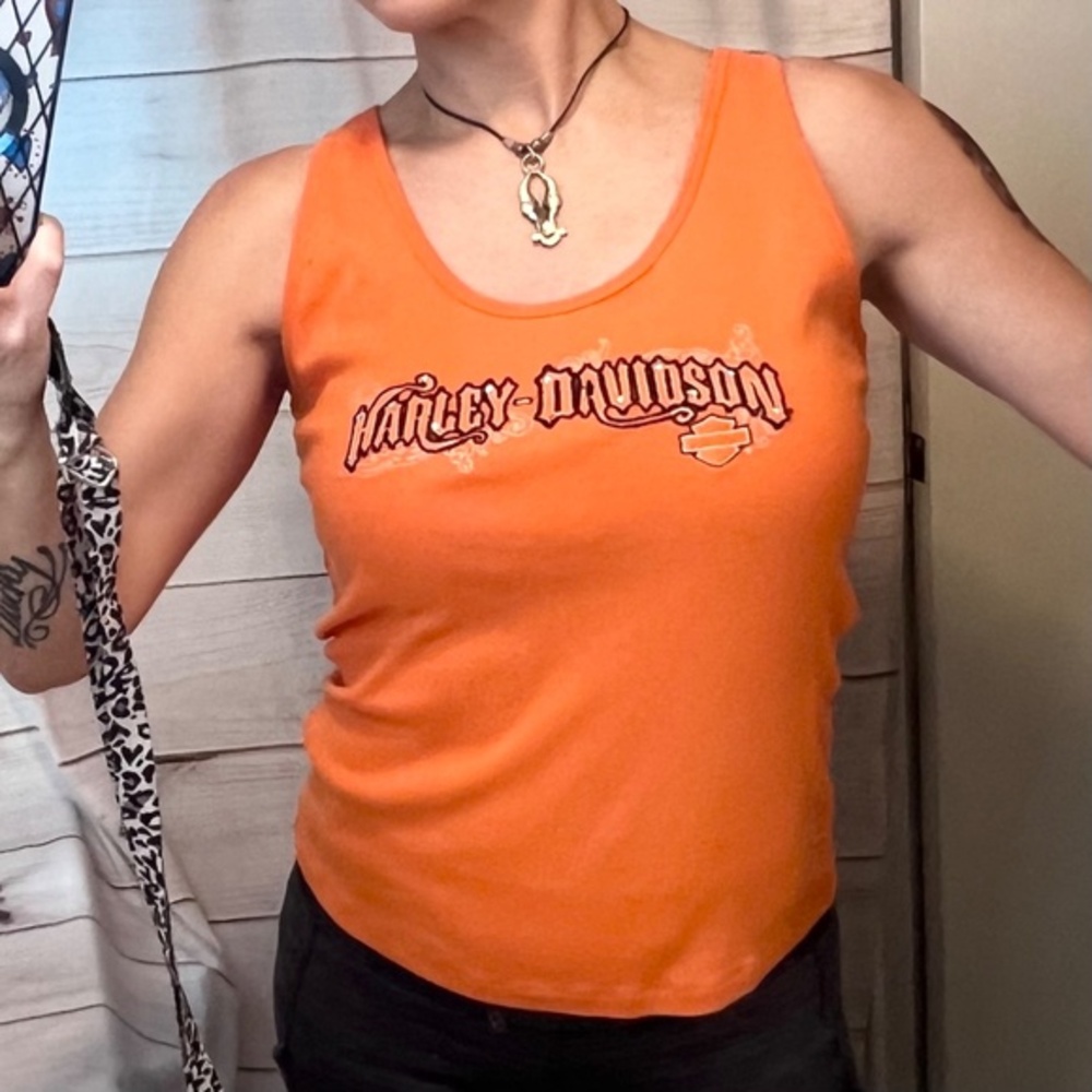•🏍|•HARLEY-DAVIDSON•| Deadwood, SD Officially Licensed Orange H-D Tank Top